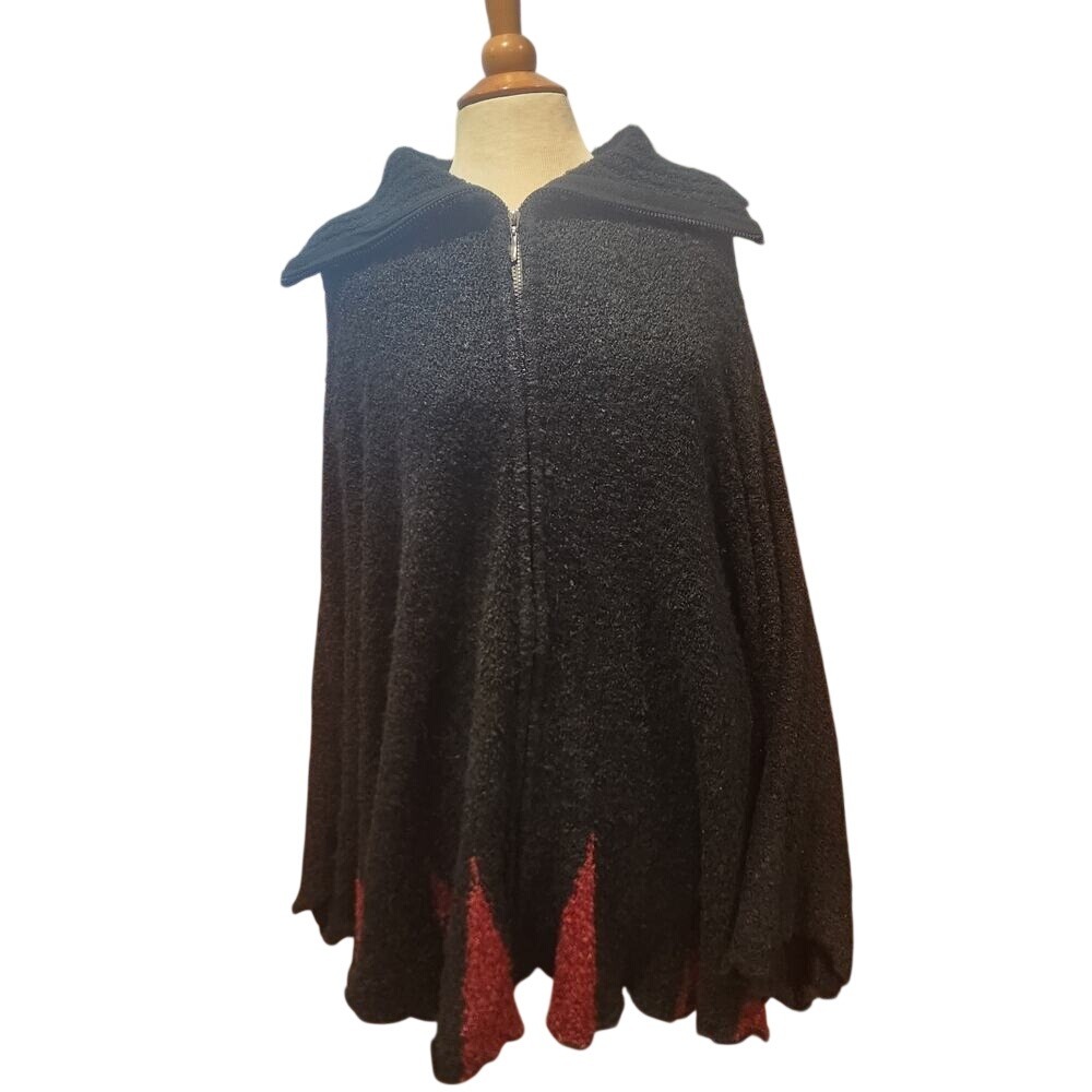 NWT Black And Red Mode Lia Peasant Skirt And Zip Up Poncho‎ Set Sz XL